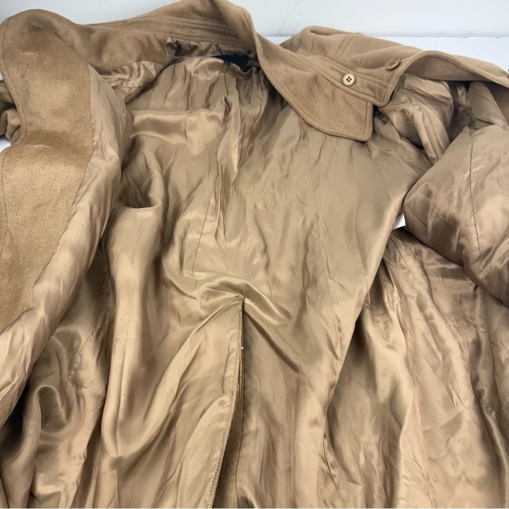 Talbots Trench Coat Long Button Front Wool/angora Blend Tan Beige Women's US 24